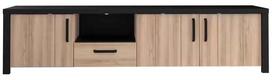 TV staliukas Forte Brooklyn, ruda sp./juoda sp., 51.1 cm x 209.5 cm x 52.3 cm
