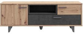 TV staliukas Forte, ąžuolo sp./pilka sp., 52.2 cm x 154.5 cm x 54.9 cm