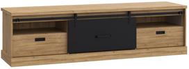 TV staliukas Forte Kaszimiro, ruda sp./juoda sp., 52 cm x 203.1 cm x 56.2 cm