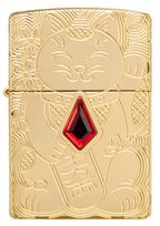 Žiebtuvėlis Zippo 49802 Armor™ Lucky Cat Design, aukso sp.