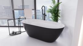 Vonia, laisvai pastatoma Besco Moya, 70 cm x 170 cm x 56 cm, ovalas, balta sp./juoda sp.