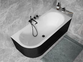 Vonia, laisvai pastatoma Besco Avita A-line B&W, 170 cm x 75 cm x 59.5 cm, balta sp./juoda sp.