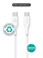 Kabelis Estuff Infinite ES604170 USB Type-C, USB Type C, 1 m, balta sp.