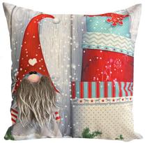 Kalėdinis dekoratyvinės pagalvėlės užvalkalas Gnome JCL-434, balta sp./pilka sp./raudona sp., 40 cm x 40 cm