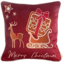 Kalėdinis dekoratyvinės pagalvėlės užvalkalas Reindeer PSWA-157, bordo sp./smėlio sp./žalia sp., 45 cm x 45 cm