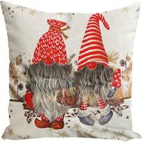 Kalėdinis dekoratyvinės pagalvėlės užvalkalas Gnomes JCL-540, ruda sp./balta sp./raudona sp., 40 cm x 40 cm