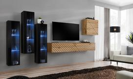 Sekcija Paris Prix Switch L, ąžuolo sp./juoda sp., 330 cm x 40 cm x 160 cm
