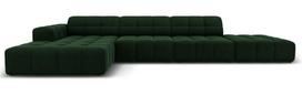 Kampinė sofa Micadoni Home Jennifer Velvet, tamsiai žalia sp., kairinė, 341 x 166 cm x 70 cm