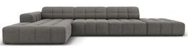 Kampinė sofa Micadoni Home Jennifer Velvet, šviesiai pilka sp., kairinė, 341 x 166 cm x 70 cm