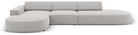 Kampinė sofa Micadoni Home Jodie Rounded Open 4 Seats, šviesiai pilka sp., kairinė, 342 x 166 cm x 70 cm