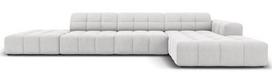 Kampinė sofa Micadoni Home Jennifer Velvet, sidabro sp., dešininė, 341 x 166 cm x 70 cm