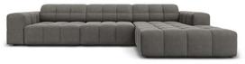 Kampinė sofa Micadoni Home Jennifer Velvet, pilka sp., dešininė, 284 x 166 cm x 70 cm