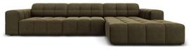 Kampinė sofa Micadoni Home Jennifer Velvet, žalia sp., dešininė, 284 x 166 cm x 70 cm