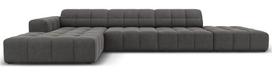 Kampinė sofa Micadoni Home Jennifer Velvet, pilka sp., kairinė, 341 x 166 cm x 70 cm