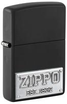 Žiebtuvėlis Zippo Plate Emblem Lighter 48689, juoda sp.