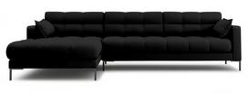 Kampinė sofa Micadoni Home Mamaia Structured, juoda sp., kairinė, 293 x 185 cm x 75 cm