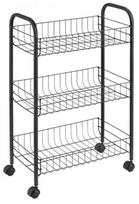 Trijų pakopų vežimėlis ant ratų Metaltex Lugano, 41 cm x 63 cm x 23 cm, juoda sp.