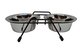 Stovas su dubenėliais šuniui Höppy MS Wire Diner Trapeze, 0.45 l, 15 cm x 15 cm, 2 vnt., sidabro sp.