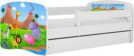 Vaikiška lova Kocot Kids Babydreams Safari, balta sp., 80 x 160 cm, be patalynės dėžės, be čiužinio