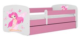 Vaikiška lova Kocot Kids Babydreams Fairy, rožinė sp., 80 x 160 cm, su patalynės dėže, be čiužinio