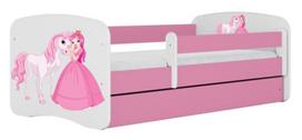 Vaikiška lova Kocot Kids Babydreams Princess&Horse, rožinė sp., 70 x 140 cm, be patalynės dėžės, su čiužiniu