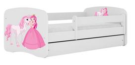 Vaikiška lova Kocot Kids Babydreams Princess&Horse, balta sp., 70 x 140 cm, su patalynės dėže, su čiužiniu
