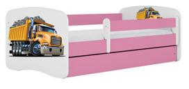 Vaikiška lova Kocot Kids Babydreams Truck, rožinė sp., 80 x 180 cm, su patalynės dėže, be čiužinio