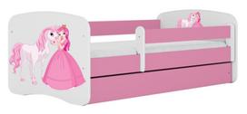 Vaikiška lova Kocot Kids Babydreams Princess&Horse, rožinė sp., 80 x 180 cm, su patalynės dėže, be čiužinio