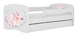 Vaikiška lova Kocot Kids Babydreams Horse, balta sp., 80 x 180 cm, su patalynės dėže, su čiužiniu