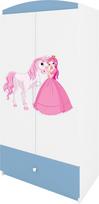 Vaikiška spinta Kocot Kids Babydreams Princess & Horse, mėlyna sp./balta sp., 90 cm x 52 cm x 175.5 cm
