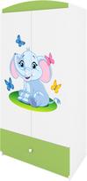 Vaikiška spinta Kocot Kids Babydreams Baby Elephant, balta sp./žalia sp., 90 cm x 52 cm x 175.5 cm
