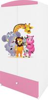 Vaikiška spinta Kocot Kids Babydreams Zoo, balta sp./rožinė sp., 90 cm x 52 cm x 175.5 cm