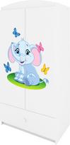Vaikiška spinta Kocot Kids Babydreams Baby Elephant, balta sp., 90 cm x 52 cm x 175.5 cm