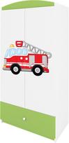 Vaikiška spinta Kocot Kids Babydreams Fire Brigade, balta sp./žalia sp., 90 cm x 52 cm x 175.5 cm
