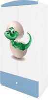 Vaikiška spinta Kocot Kids Babydreams Baby Dino, mėlyna sp./balta sp., 90 cm x 52 cm x 175.5 cm