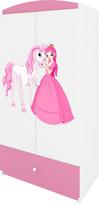 Vaikiška spinta Kocot Kids Babydreams Princess & Horse, balta sp./rožinė sp., 90 cm x 52 cm x 175.5 cm