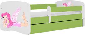 Vaikiška lova Kocot Kids Babydreams Fairy With Wings, žalia sp., 80 x 180 cm, be patalynės dėžės, be čiužinio