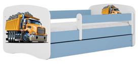 Vaikiška lova Kocot Kids Babydreams Truck, mėlyna sp., 70 x 140 cm, su patalynės dėže, su čiužiniu