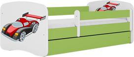 Vaikiška lova Kocot Kids Babydreams Racing Car, žalia sp., 70 x 140 cm, su patalynės dėže, su čiužiniu