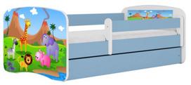 Vaikiška lova Kocot Kids Babydreams Safari, mėlyna sp./balta sp., 80 x 180 cm, be patalynės dėžės, be čiužinio