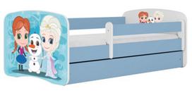 Vaikiška lova Kocot Kids Babydreams Frozen Land, mėlyna sp., 70 x 140 cm, su patalynės dėže, su čiužiniu