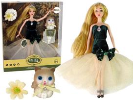 Lėlė su priedais Lean Toys Emily su smėlio spalvos kačiuku, 30 cm, Įvairių spalvų