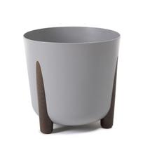 Gėlių vazonas Lamela Frida Eco, plastikinis/mediena, 26 cm x 26 cm, Ø 26 cm, pilka sp.