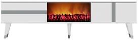TV staliukas Kalune Design Vania, balta sp./sidabro sp., 150 cm x 29.6 cm x 50 cm