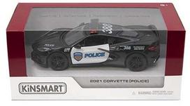 Žaislinė policijos mašina Kinsmart 2021 Corvette (Police) KT5432P, 1:36, balta sp./juoda sp.