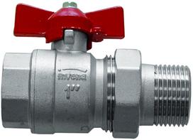 Ventilis Invena DN 25, rutulinis, šildymo sistemoms, 1 colis - išorinis sriegis, 1 colis - vidinis sriegis