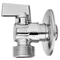 Kampinis ventilis Invena ZW-11-010-C, unitazo bakeliui, skalbimo mašinai, 1/2" x 3/8"