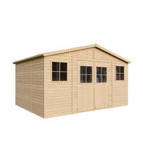 Sodo namelis, su grindimis Timbela M331+M331G, 320 cm x 418 cm x 252 cm, rusva sp.