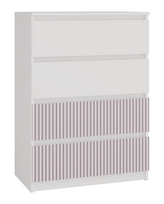 Komoda Malwa M4 Arteso, balta sp./rožinė sp., 97 cm x 40 cm x 70 cm