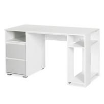 Rašomasis stalas su spintele Klups Dalia, 138 cm x 60 cm, 76 cm, balta sp./pilka sp.